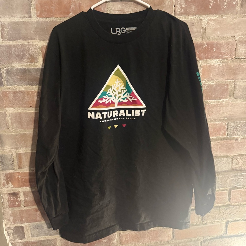 LRG Naturalist Black Long Sleeve Tee with Retro Triangle Logo
